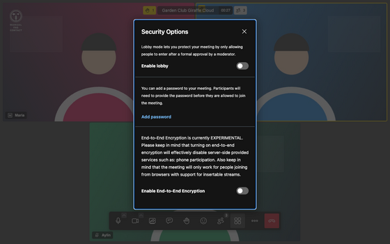 Security options Security options