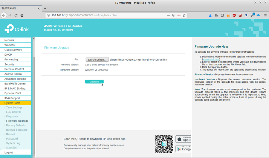 Bild: Original-WEB-GUI zur Administration eines TP-Link-Routers nach erfolgreicher Anmeldung Bild: Original-WEB-GUI zur Administration eines TP-Link-Routers nach erfolgreicher Anmeldung