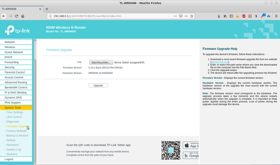 Bild: Original-WEB-GUI zur Administration eines TP-Link-Routers nach erfolgreicher Anmeldung Bild: Original-WEB-GUI zur Administration eines TP-Link-Routers nach erfolgreicher Anmeldung